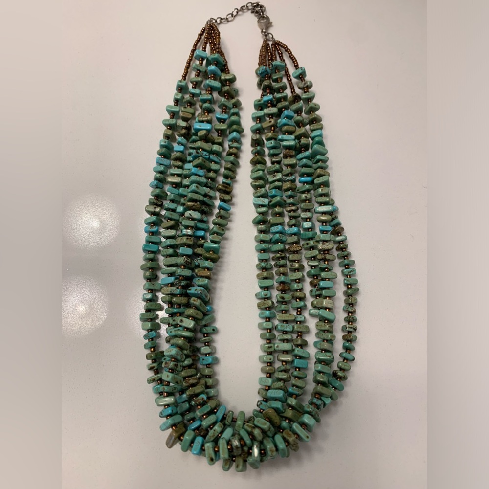 Silpada Sterling Silver 925 Turquoise Howlite 6 strand necklace